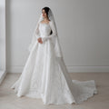 Elegant Lace Printed Buttons Ball Gown Wedding Dress SW533