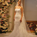 Luxury Strapless Lace Mermaid Wedding Dress With Veil SW549