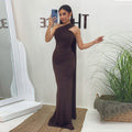 Chic One-Shoulder Brown Fitted Evening Dress with Cape SF135