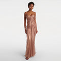 Glamorous Brown Spaghetti Strap Pleated Evening Dress SF194