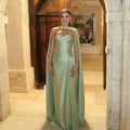 Luxury Mint Green Sweetheart Satin Evening Dress with Cap SF157