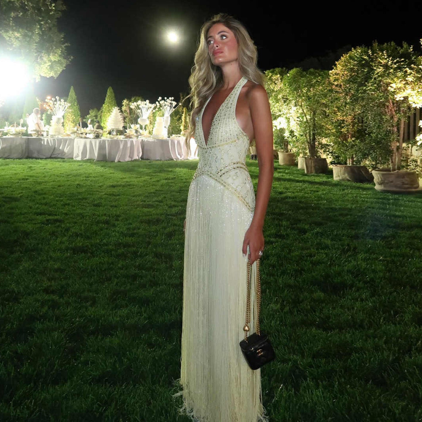 Gala Exquisite Yellow Beaded Halter Neck Deep V Evening Dress SS554
