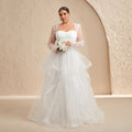 Luxury White Draped Long-Sleeve Ball Gown Wedding Dress SF603