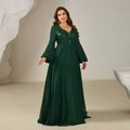 Sparkly Emerald Green Sequin Long-Sleeve Evening Dress SF610