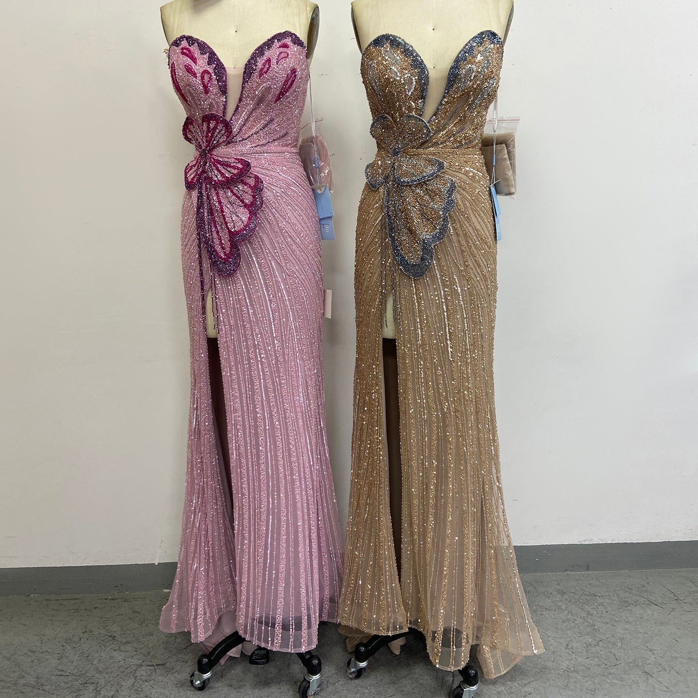 Stunning Beaded Pink Mermaid Evening Dress with Slit SS267