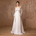 Luxury Light Pink A-Line Evening Dress with 3D Floral SF379