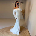 Elegant White Off-the-Shoulder Long Sleeve Mermaid Evening Dress SF160