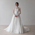 Elegant Printed Sequins A-Line Long Sleeve Wedding Dress SW534