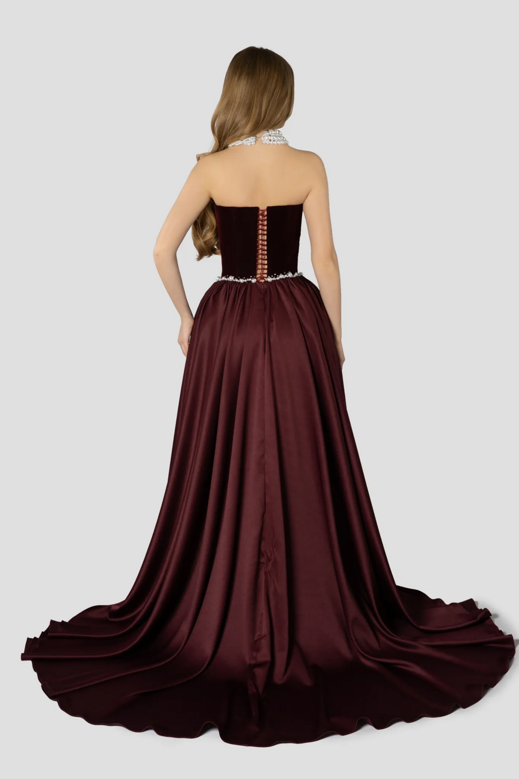 Elegant Black Strapless Evening Dress with Overskirt SF534