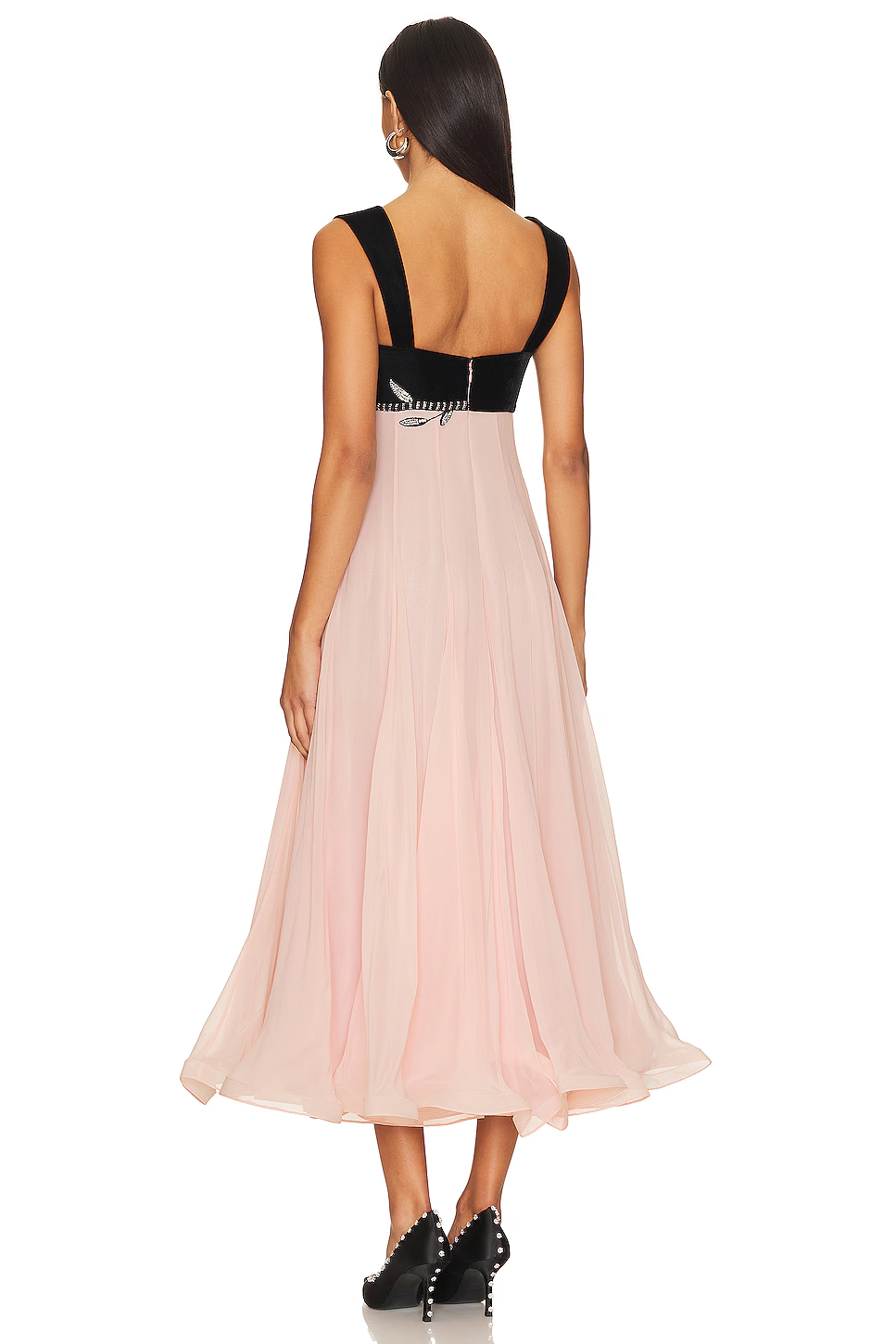 Luxury Beaded Pink Ruffles Chiffon Evening Dress SF195