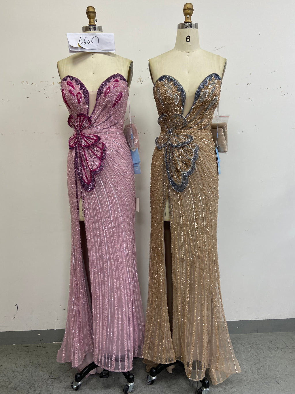 Stunning Beaded Pink Mermaid Evening Dress with Slit SS267
