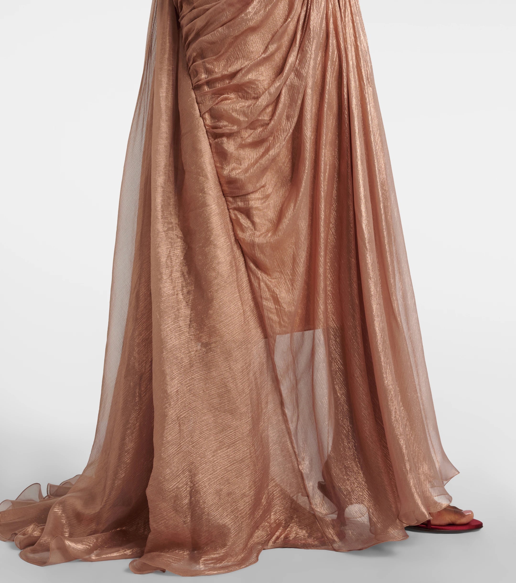 Glamorous Brown Spaghetti Strap Pleated Evening Dress SF194