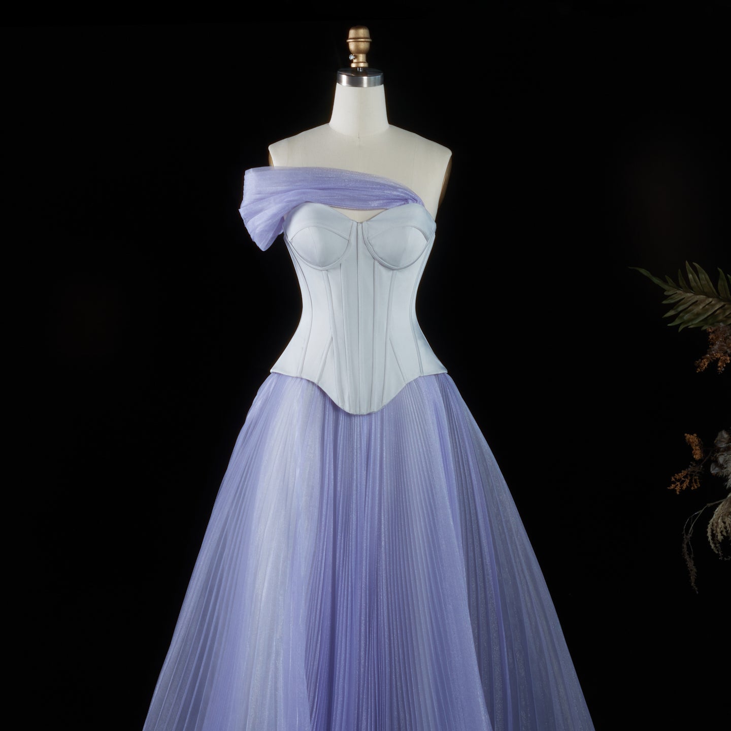 Luxury Lavender Strapless Corset Tulle Evening Dress SF458