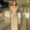 Luxury Cream Long Sleeves Evening Dress SS696