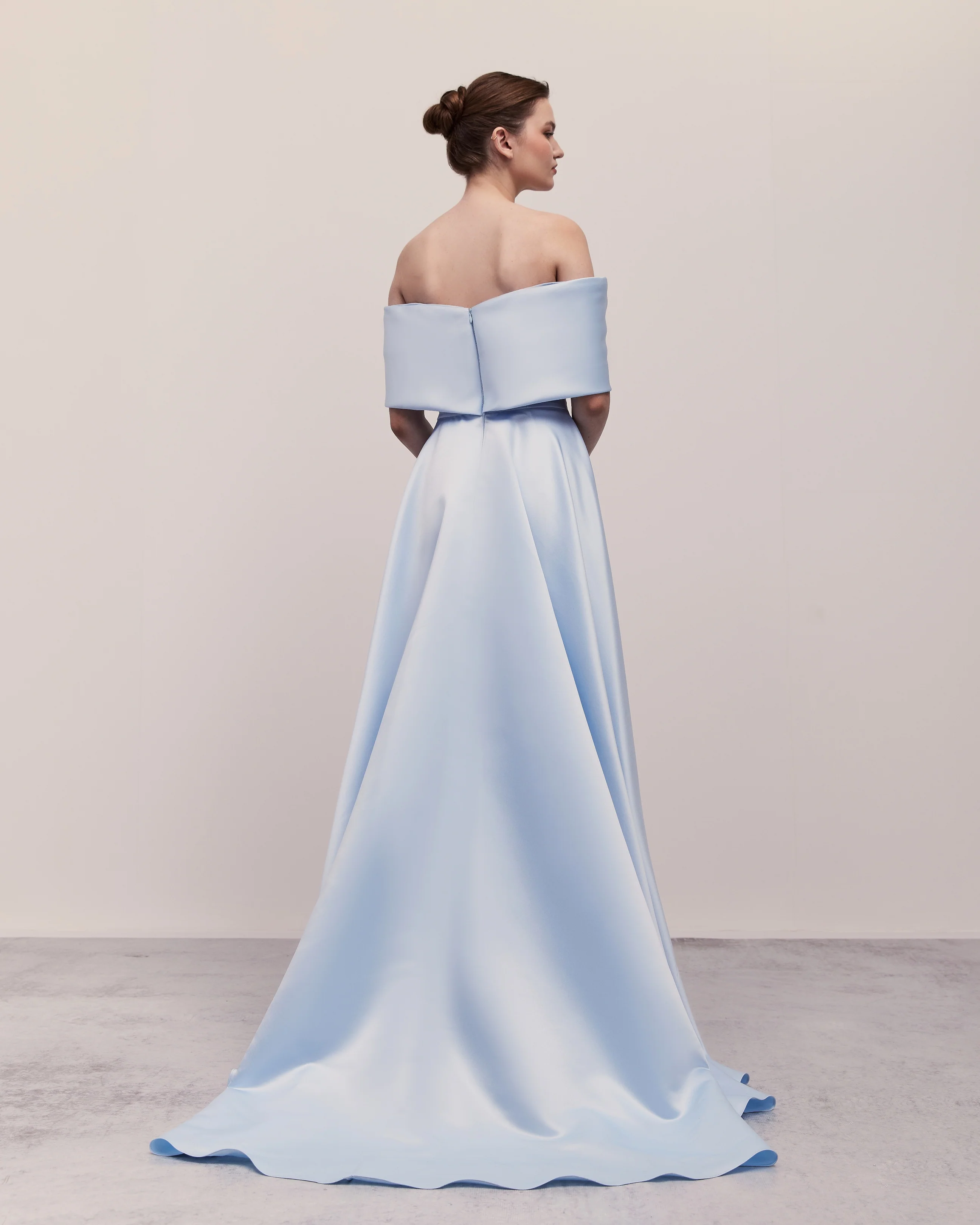 Luxury Blue Beaded High-Slit Evening Dress with Overskirt SF301