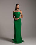 Elegant One Shoulder Green Sheath Evening Dress SF343