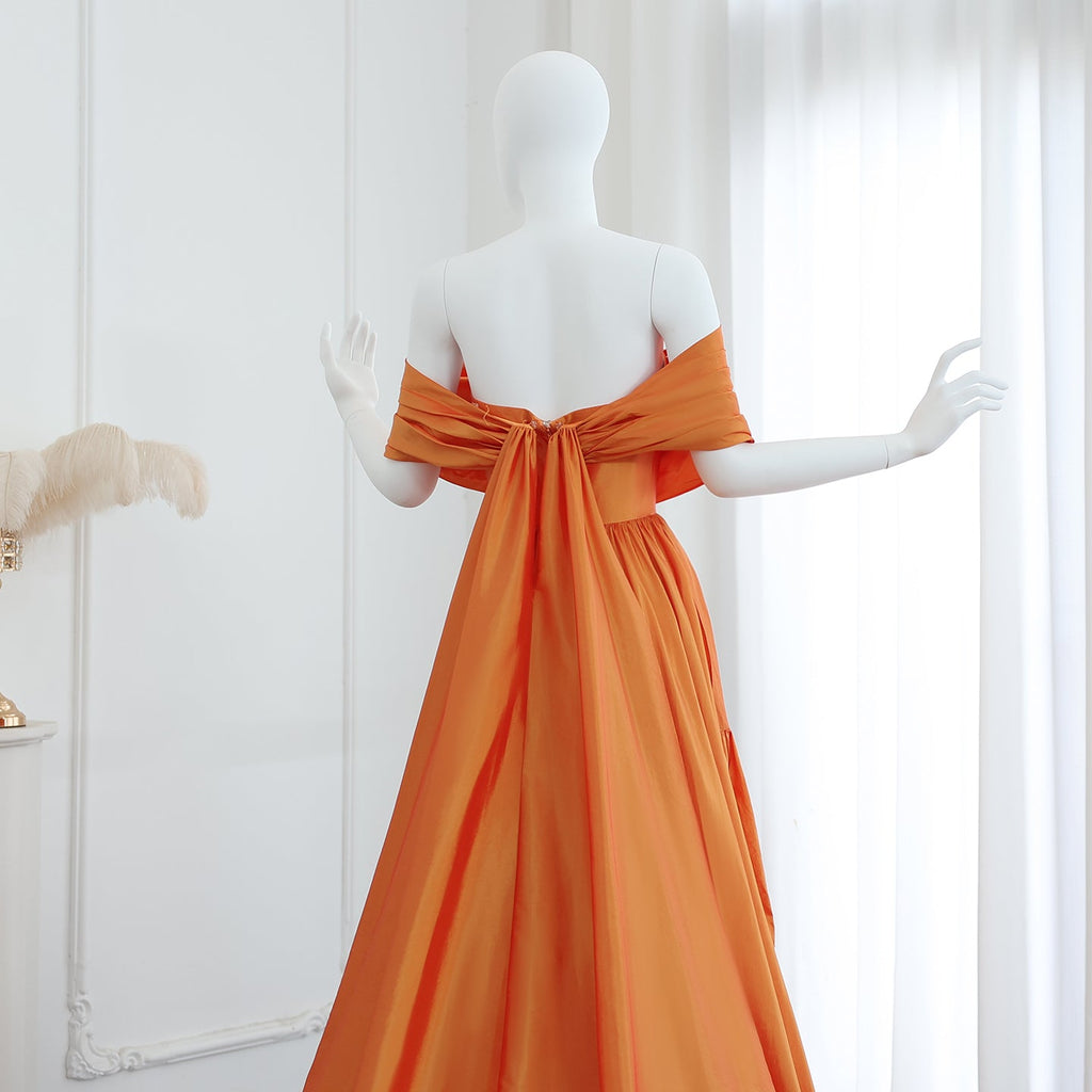 Elegant Pink A-Line Strapless Pleats Satin Evening Dress SF020
