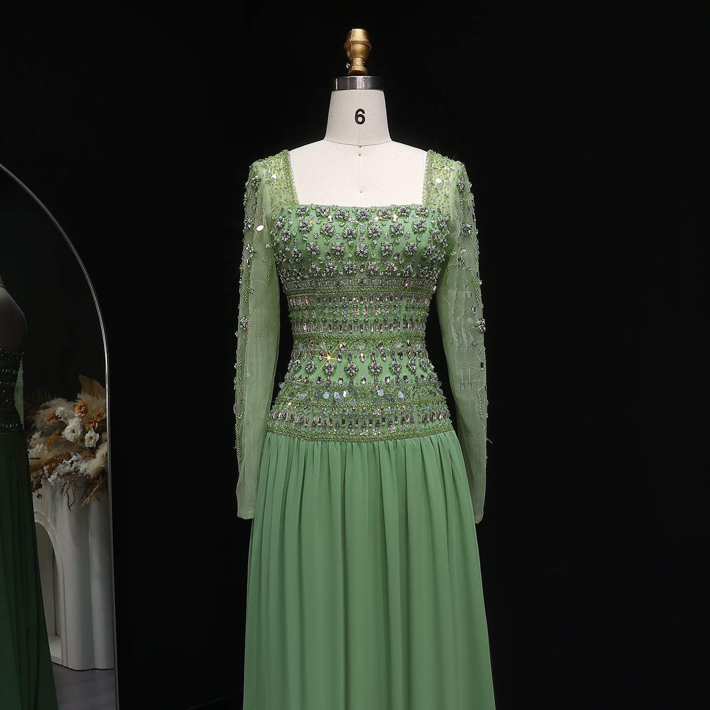 Luxury Crystal Lilac Strapless Chiffon Evening Dress SS539