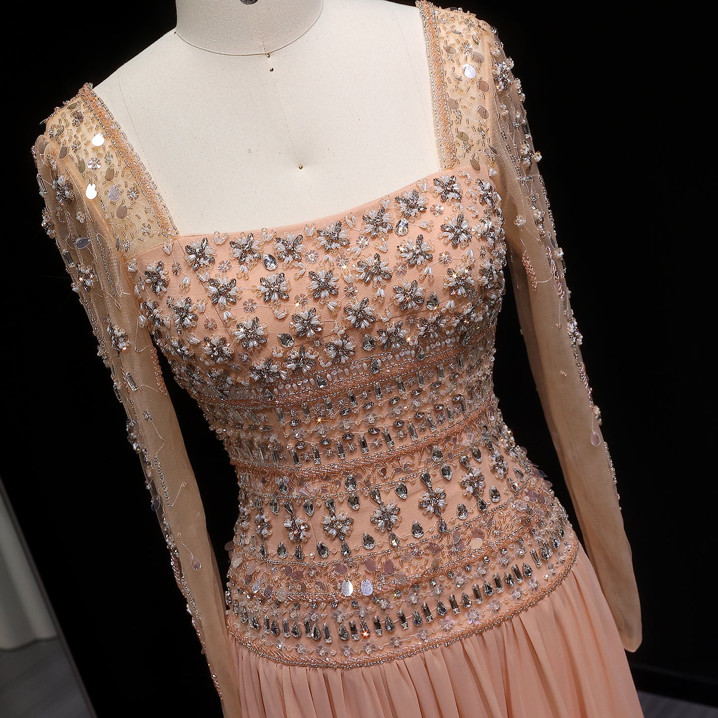 Luxury Crystal Lilac Strapless Chiffon Evening Dress SS539