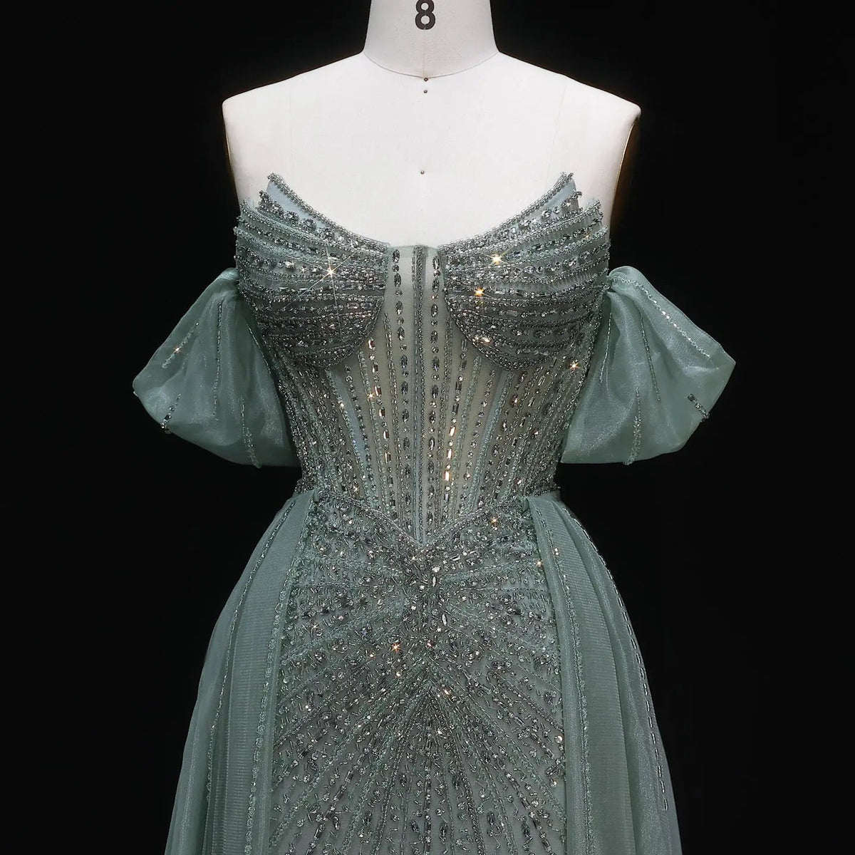 Glamorous Pink Off-the-Shoulder Beaded Crystal Corset Evening Dress SS120
