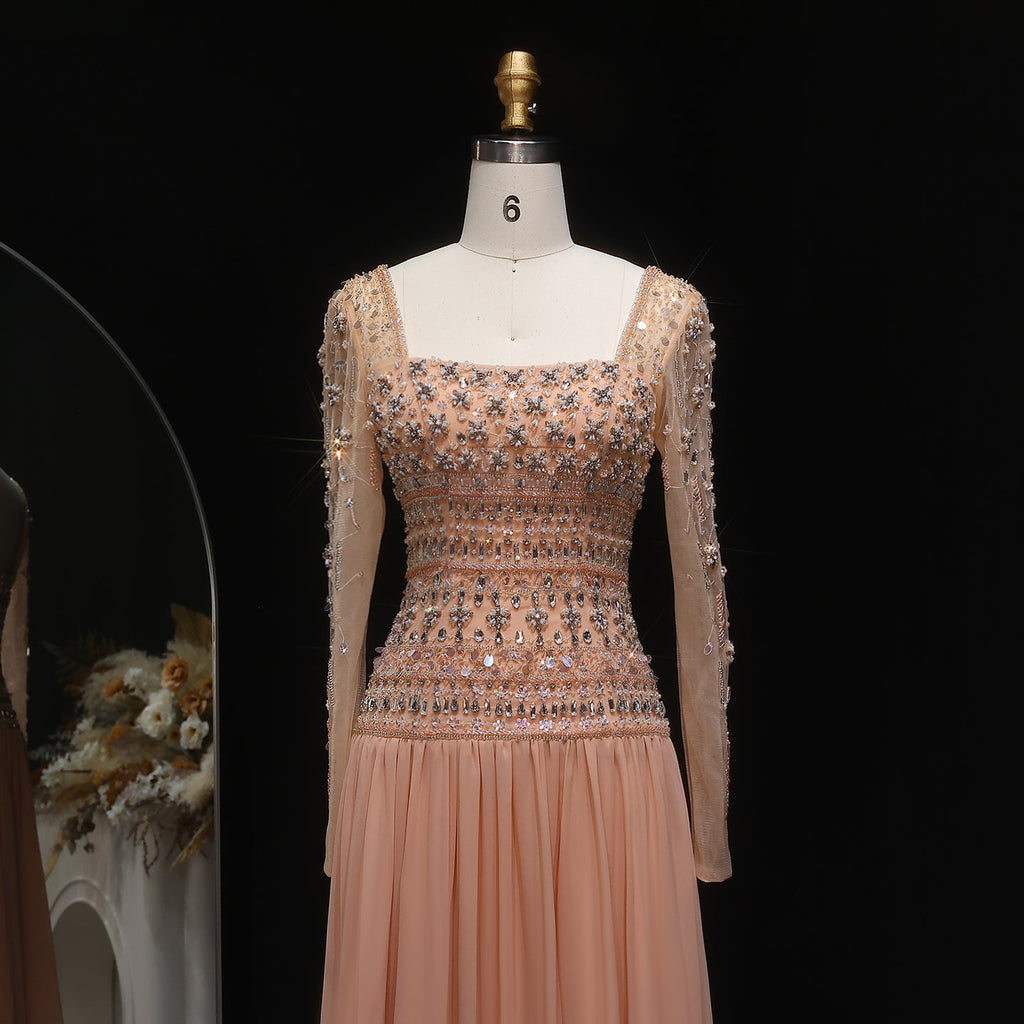 Luxury Crystal Lilac Strapless Chiffon Evening Dress SS539