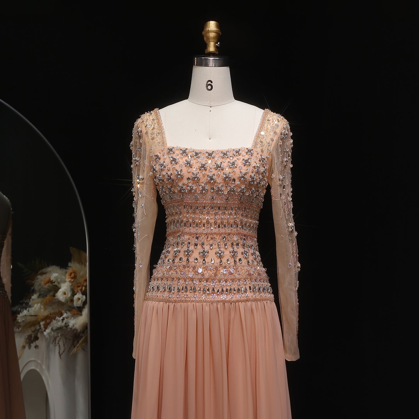 Luxury Crystal Lilac Strapless Chiffon Evening Dress SS539