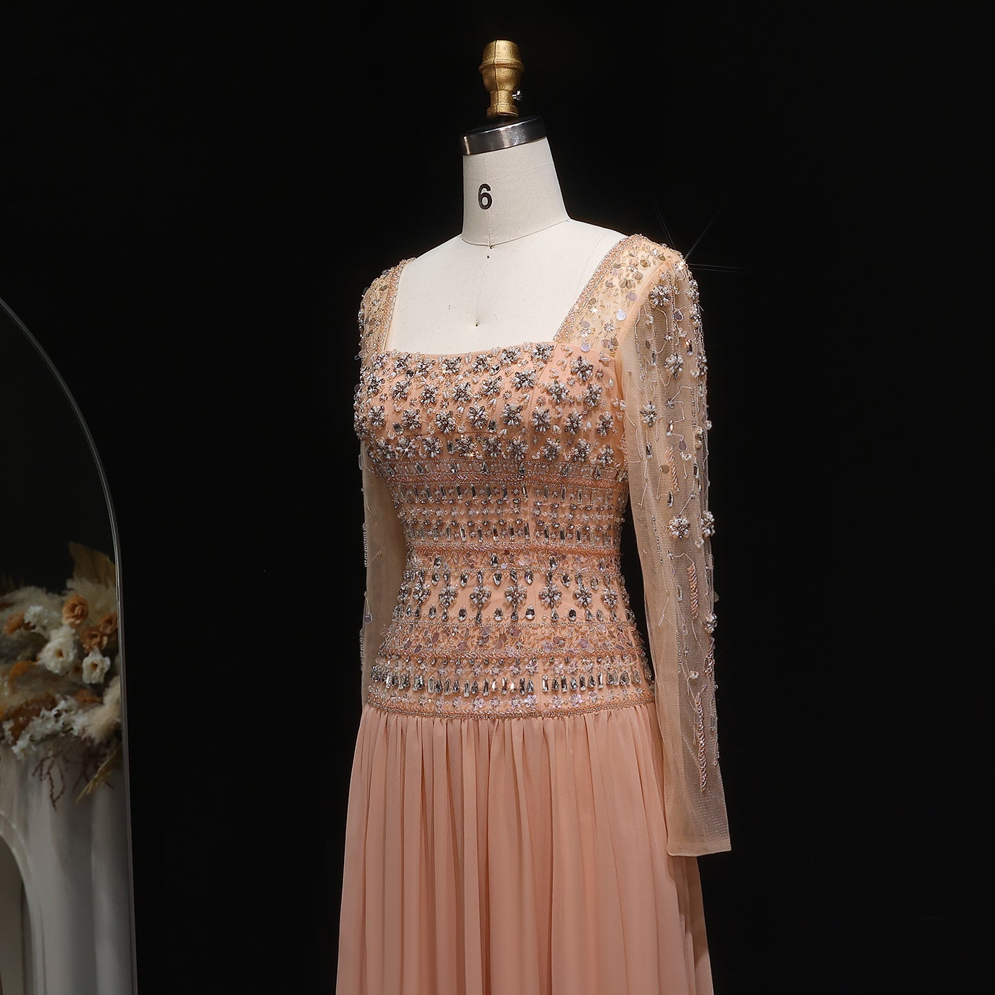Luxury Crystal Lilac Strapless Chiffon Evening Dress SS539