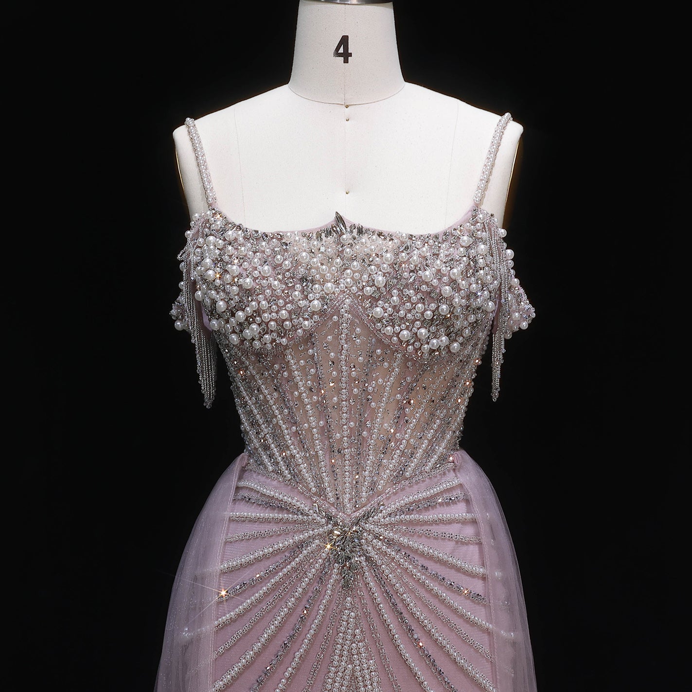 Elegant Green Spaghetti Strap Beaded Evening Dress with Overskirt SS121