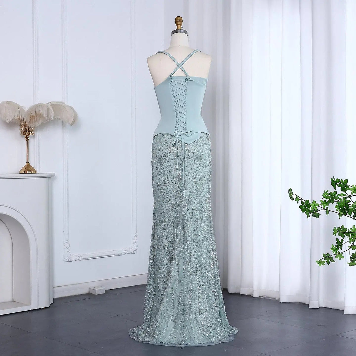 Chic Lilac Two Pieces Evening Dress with Spaghetti Straps SS697