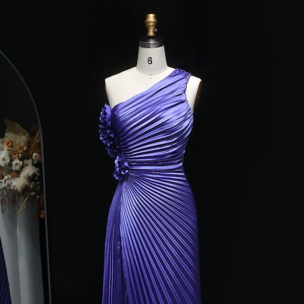 Elegant Violet Mermaid Evening Dress with Slit SF031