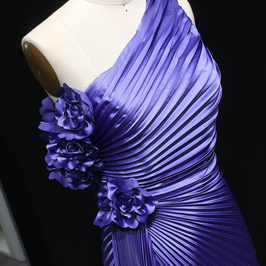 Elegant Violet Mermaid Evening Dress with Slit SF031
