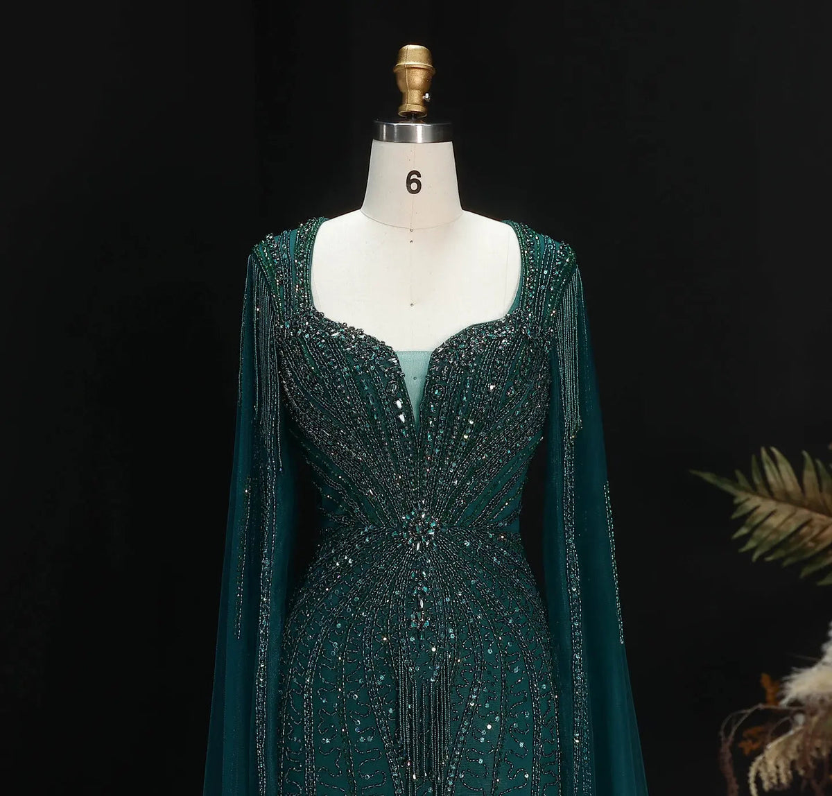 Luxury Mermaid Evening Dress with Cape Sleeves SS024