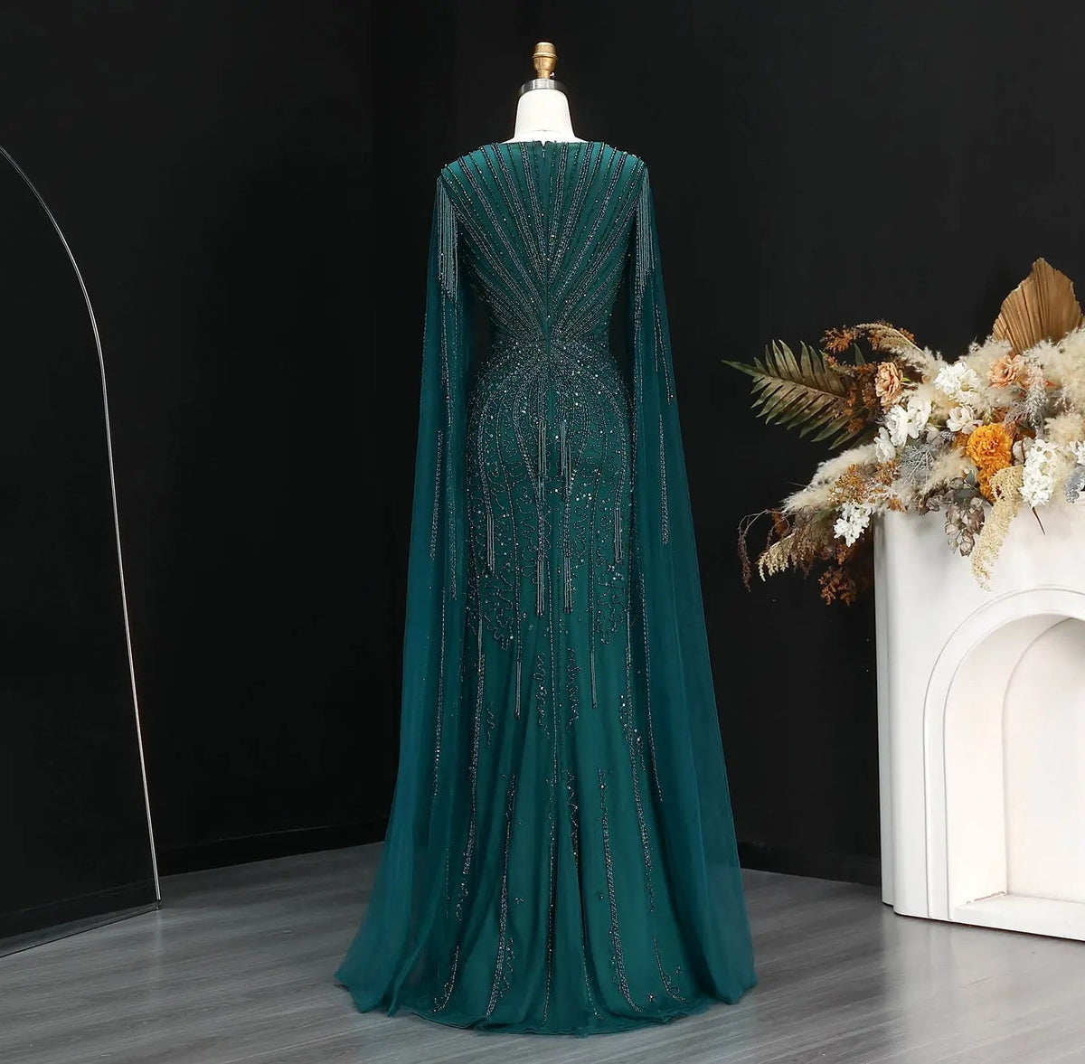 Luxury Mermaid Evening Dress with Cape Sleeves SS024