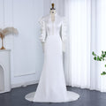 Elegant White Long Sleeves Mermaid Evening Dress with Embroidery SF560
