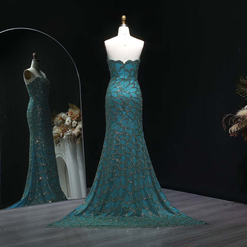 Luxury Beaded Green Mermaid Evening Dress SS601