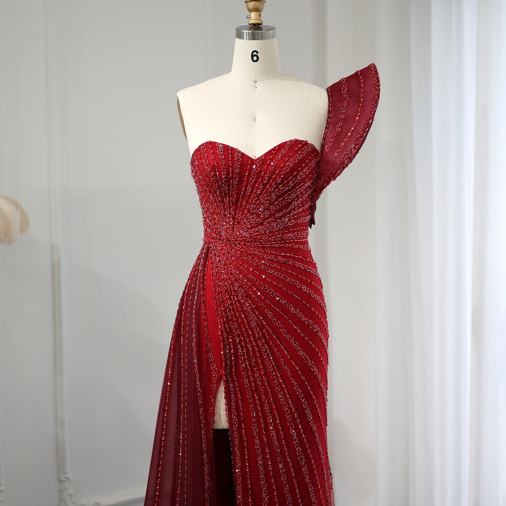 Elegant Emerald Green One Shoulder Evening Dress SS201