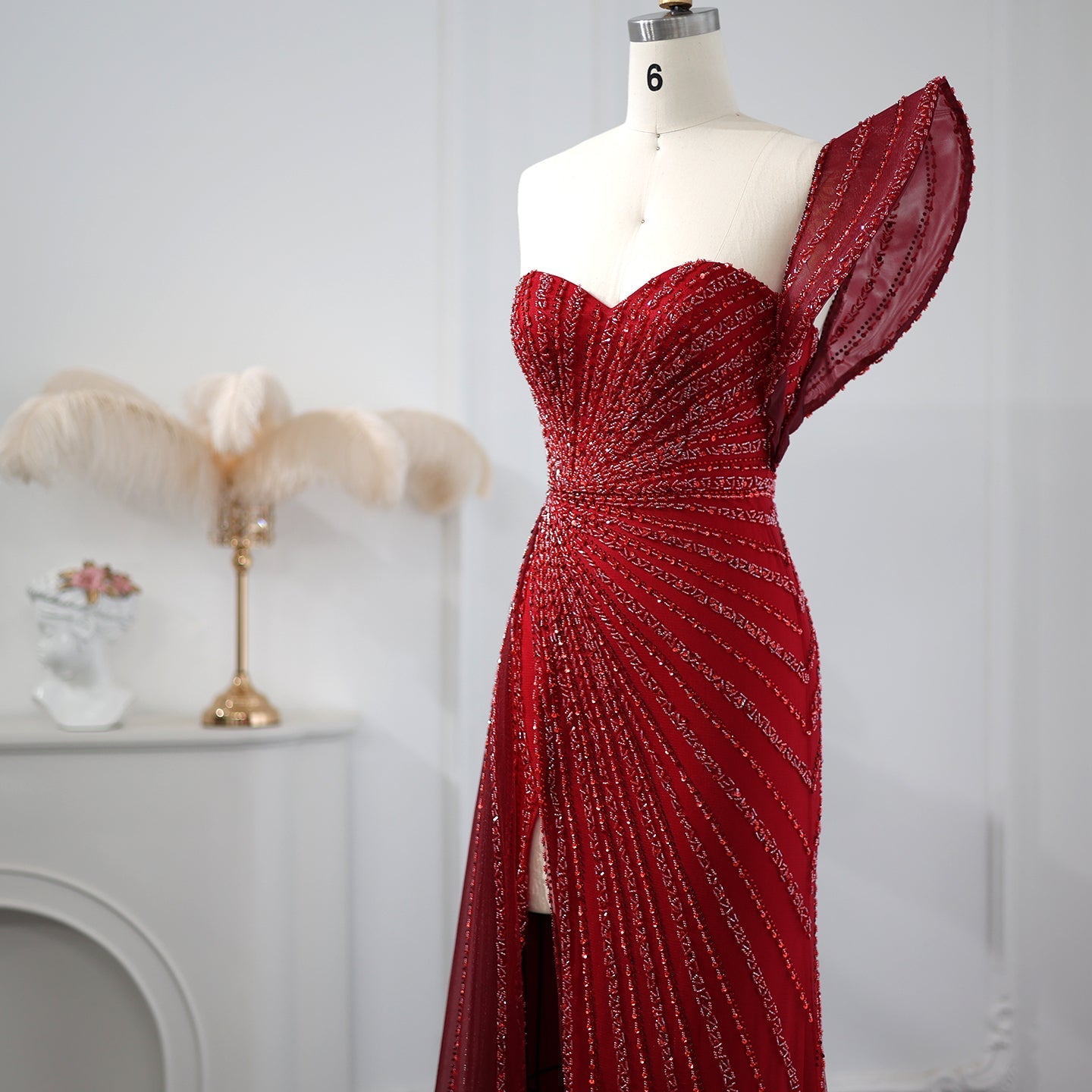 Elegant Emerald Green One Shoulder Evening Dress SS201