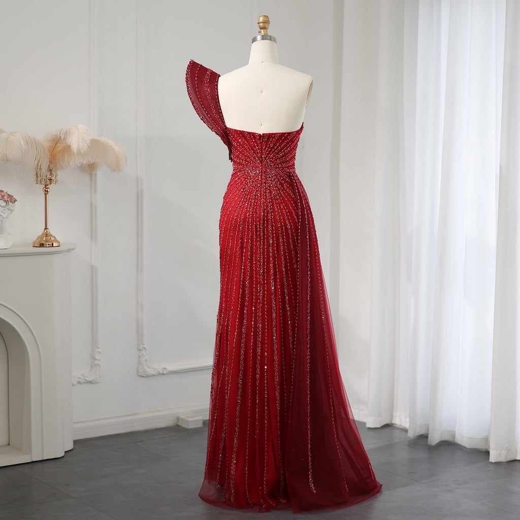 Elegant Emerald Green One Shoulder Evening Dress SS201
