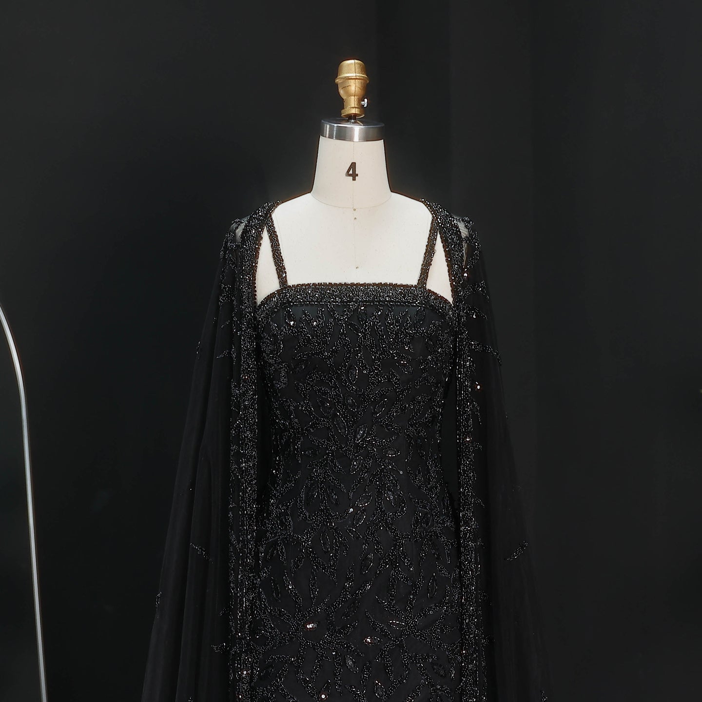Luxury Crystal Pink Evening Dress with Cape SS393