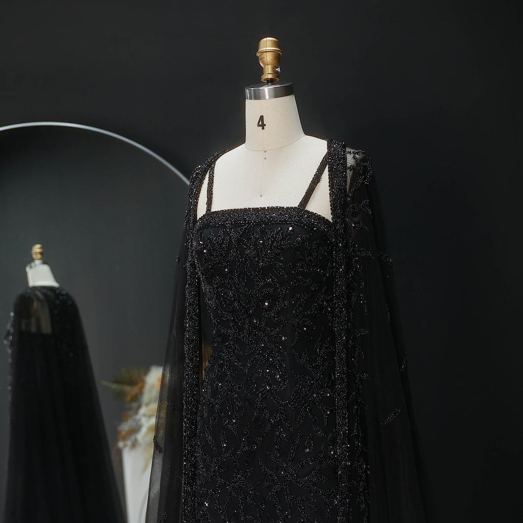 Luxury Crystal Pink Evening Dress with Cape SS393