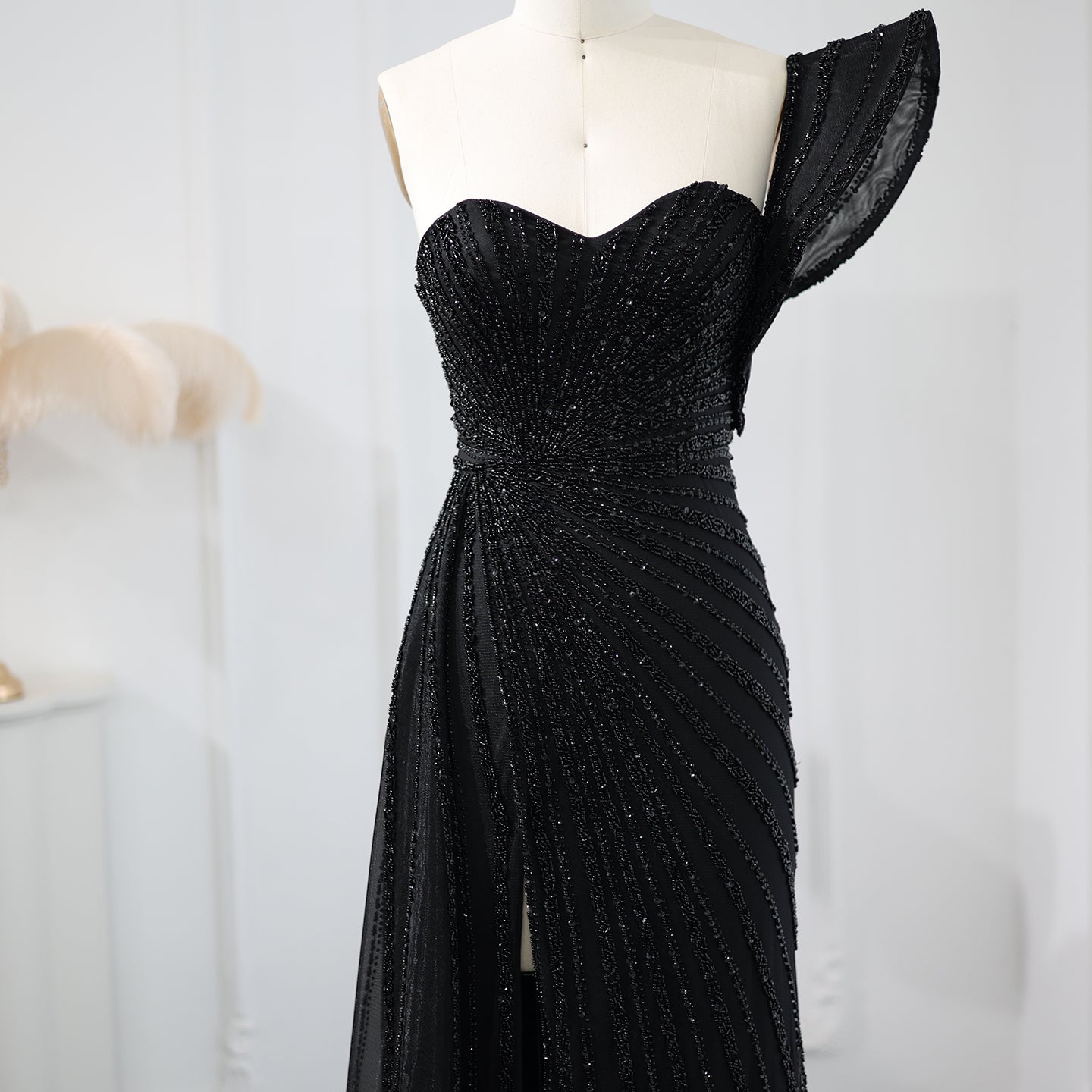 Elegant Emerald Green One Shoulder Evening Dress SS201