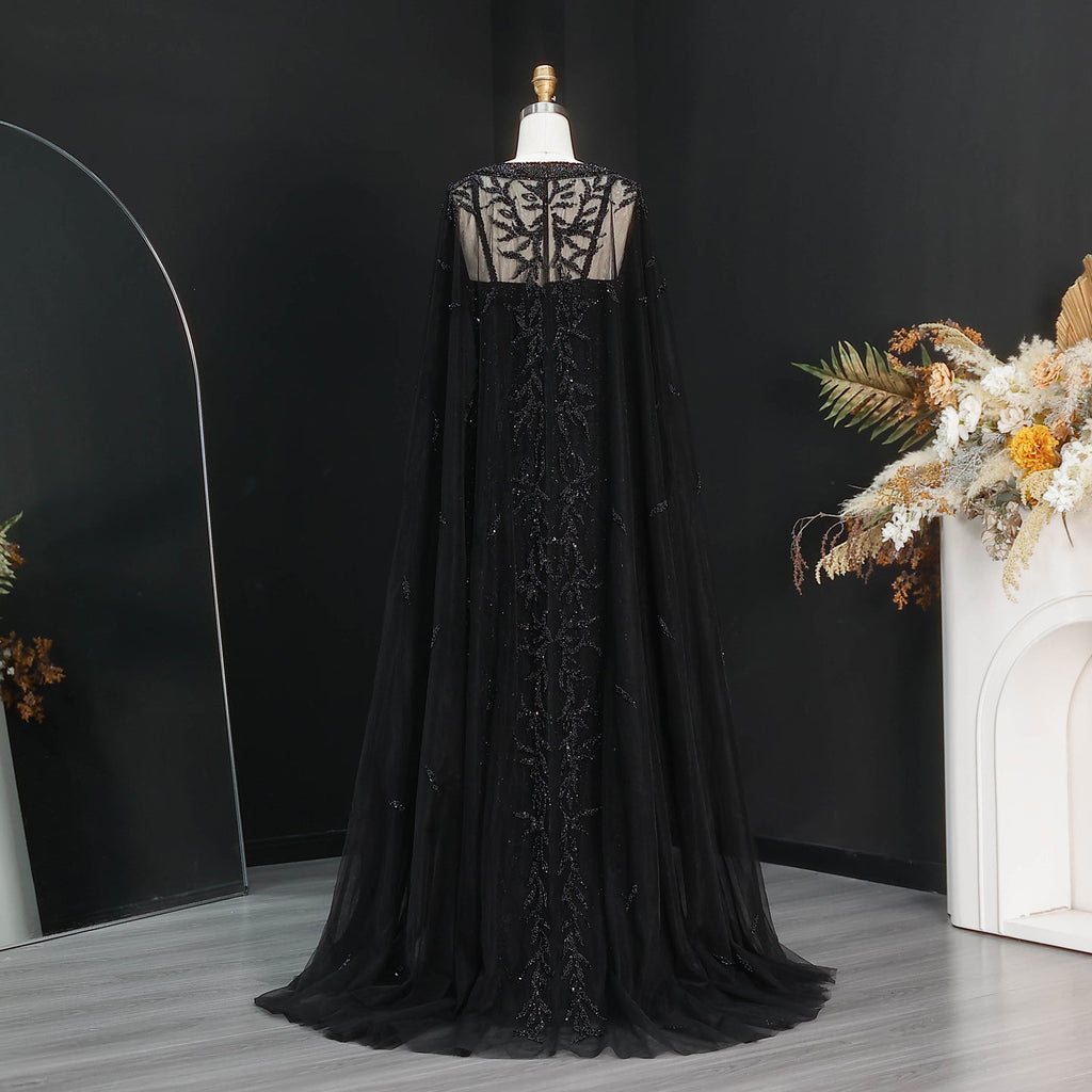 Luxury Crystal Pink Evening Dress with Cape SS393