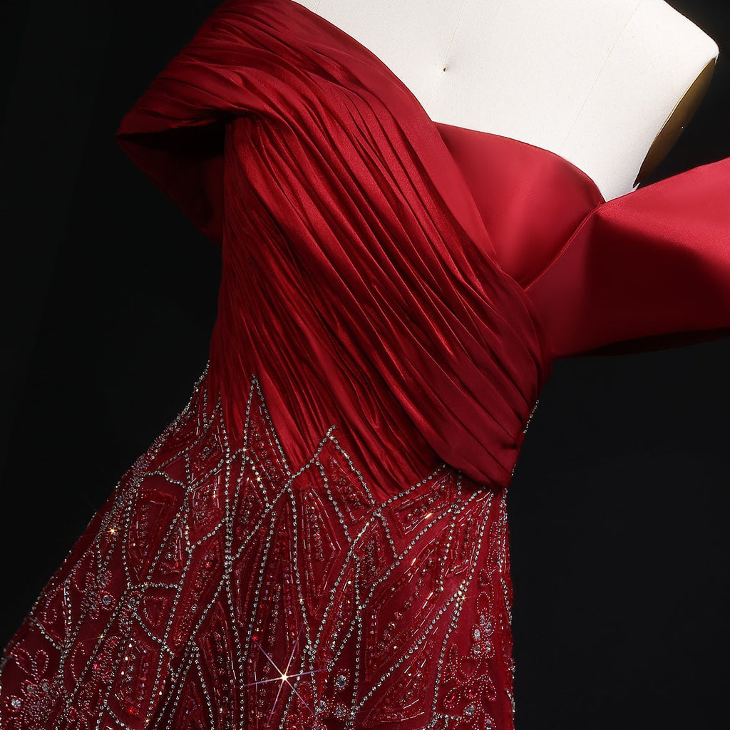 Luxury Beaded Off Shoulder Evening Gown SS582