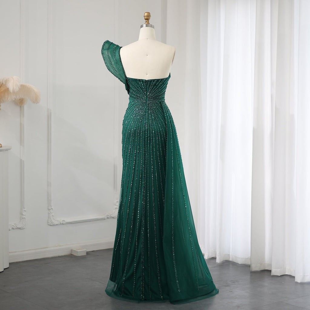 Elegant Emerald Green One Shoulder Evening Dress SS201