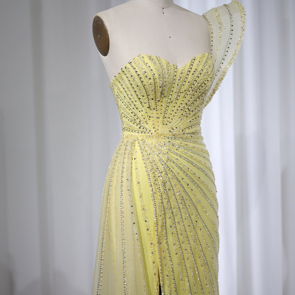 Elegant Emerald Green One Shoulder Evening Dress SS201