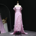 Blush Pink 3D Flowers Arabic Evening Dress with Cape SS281