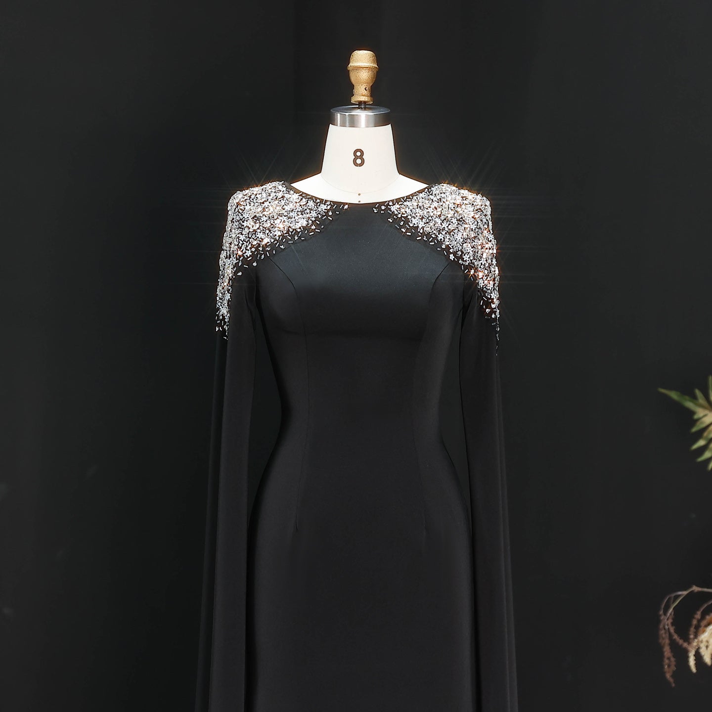 Elegant White Mermaid Evening Dress with Cape Sleeves SF280