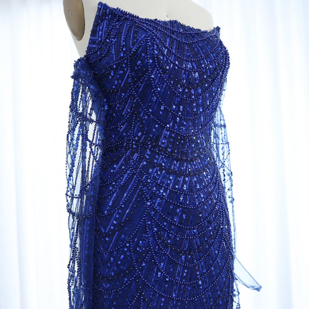 Luxury Beaded Green Mermaid Evening Dress with Gloves SS606