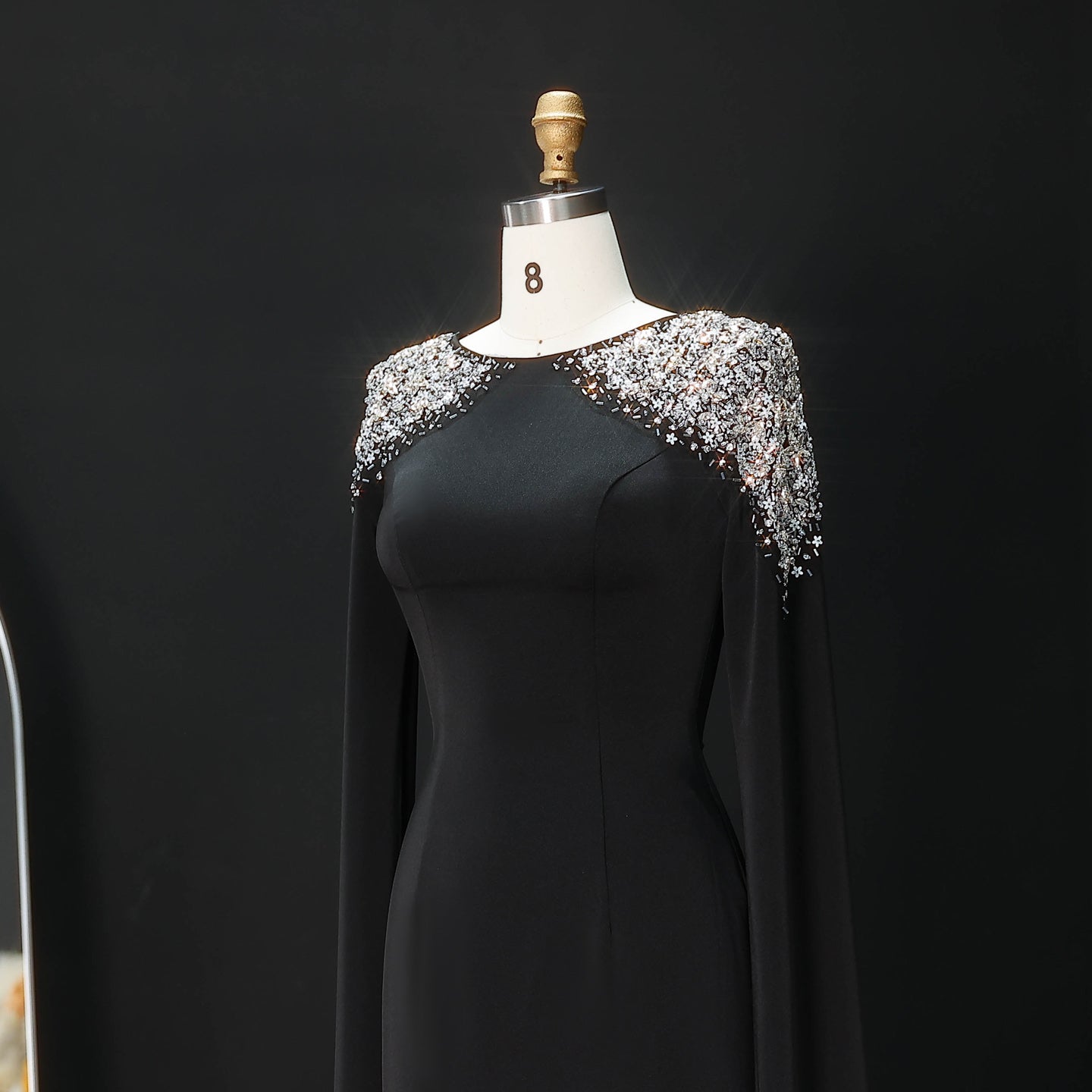 Elegant White Mermaid Evening Dress with Cape Sleeves SF280