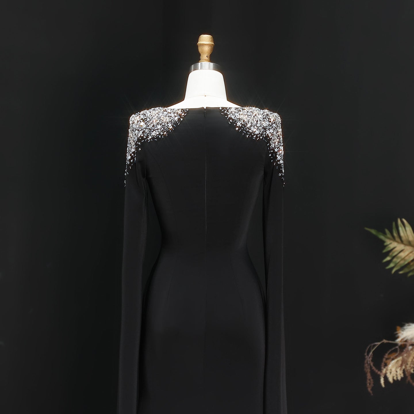Elegant White Mermaid Evening Dress with Cape Sleeves SF280